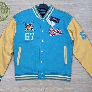 Polo Ralph Lauren Blue and Yellow Varsity Jacket